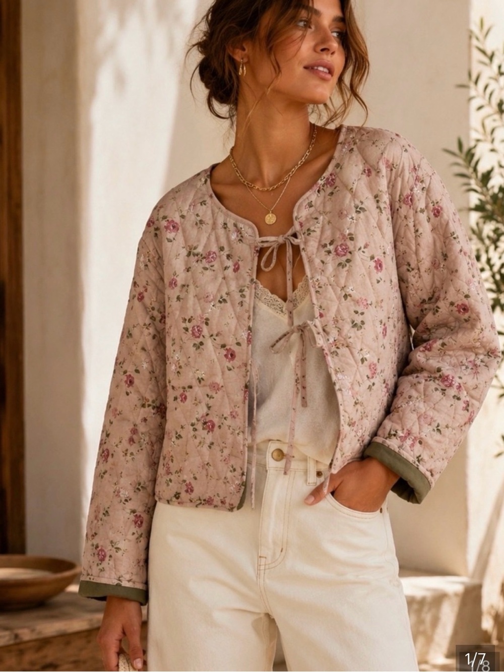 Anthropologie Avec Les
Filles Floral Quilted Open Tie
Jacket Cottagecore